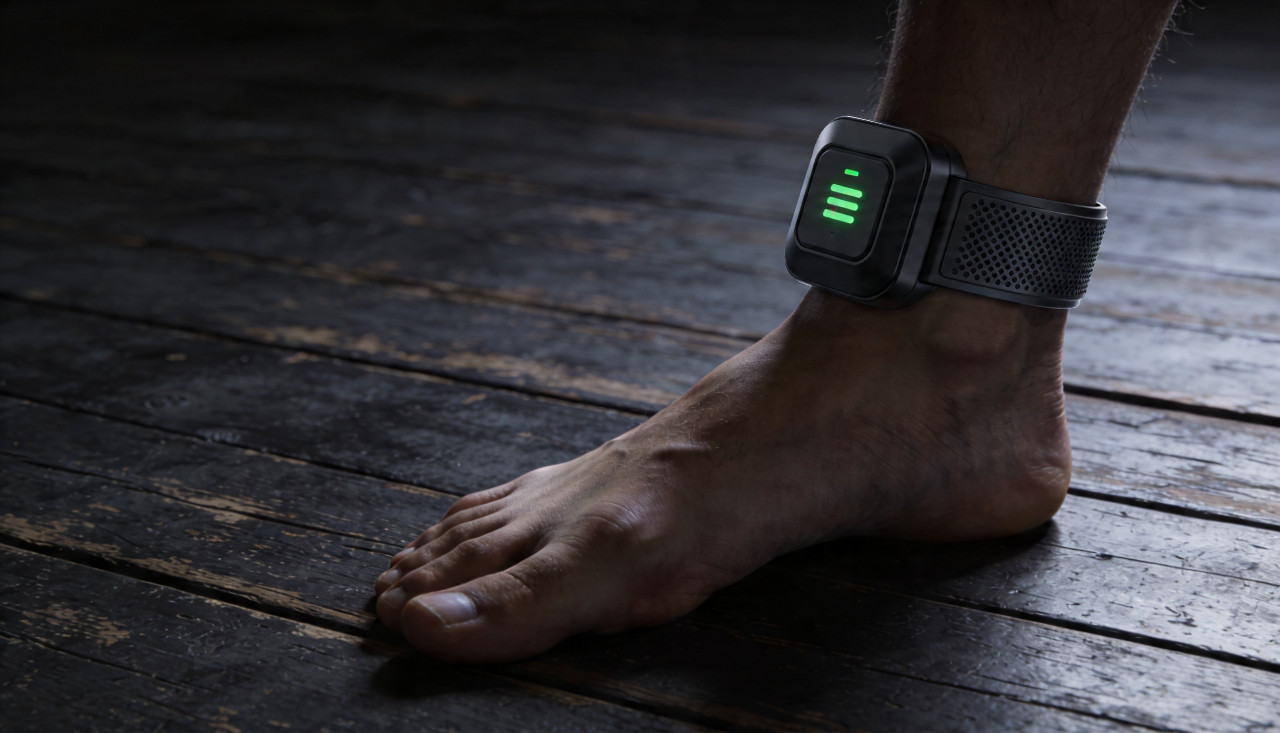 Człowiek z monitorem na kostkę